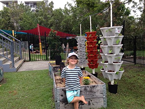 Vertical Gardening Stackable Planter - Build Simple Stacking Gardens Or Efficient Commercial Farms - Grow More Strawberries, Herbs, Vegetables & Flowers In Less Space - Us Made Pots (Medium, Stone) #TOP3