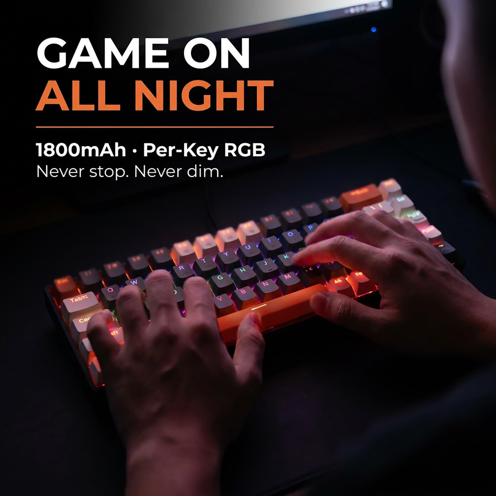 EX68 Clavier Gamer Mécanique sans Fil QWERTY 65%, Bluetooth 5.1