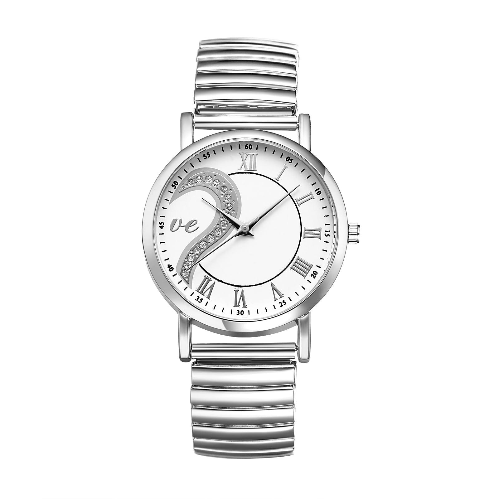 AvanerElastic Strap Couple Watches: Stretch Band His and Her Analog Quartz Stainless Steel Bangle Wrist Watches for Men Women