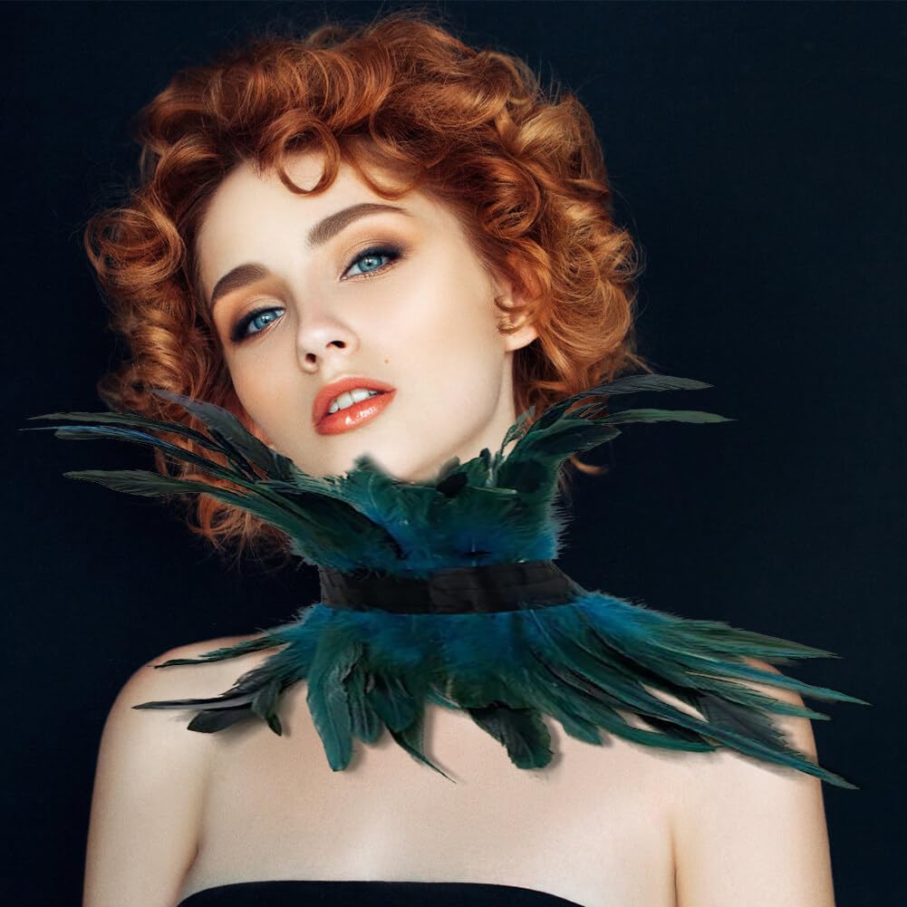 Collier Ras Du Cou En Plumes Naturelles - Style Gothique Victorien - Pour Halloween, Cosplay, Fête, Costume Plume