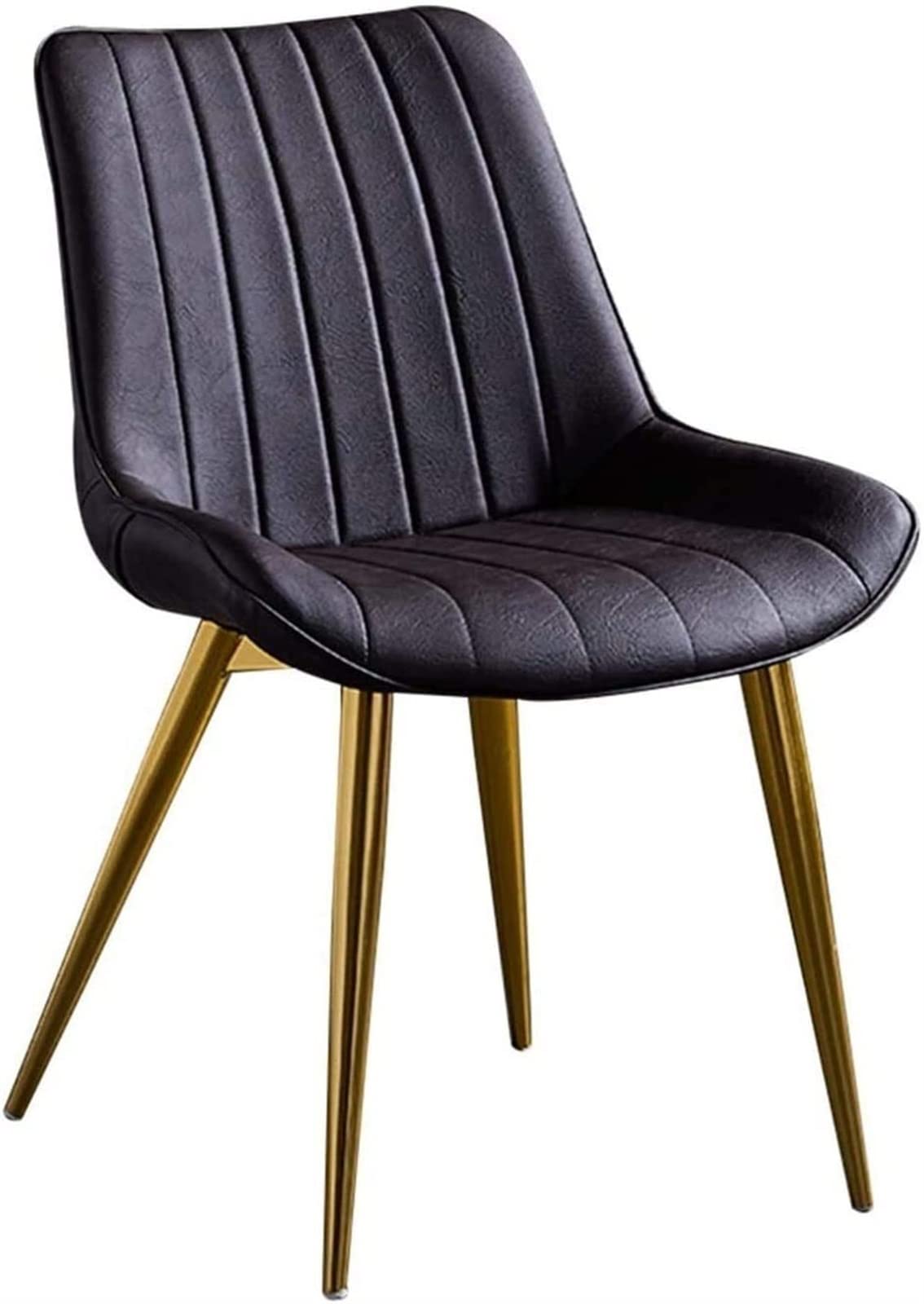 SJIALEN Modern PU Kitchen Dining Chairs, with Backrest Soft Cushion Dining Chairs Faux Leather Seat Golden Metal Legs Reception Chairs Kitchen Chair (Color : Brown, Size : 46x53x83cm)
