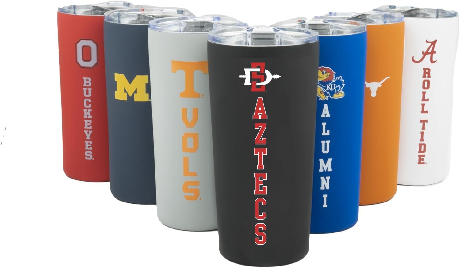 Officially Licensed Collegiate Stainless Steel Tumbler - Double Walled Insulated Travel Tumbler with Slide Lid - 18 oz (San Diego St) - Image 2