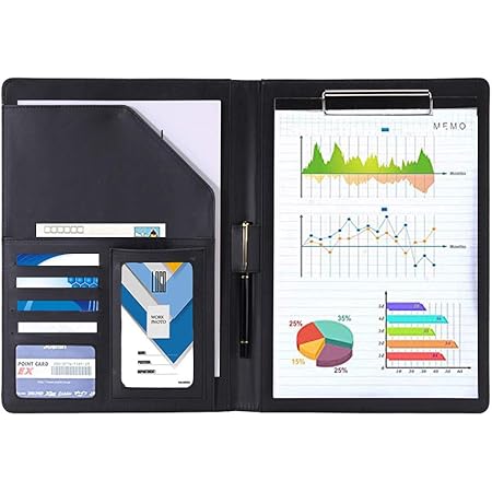 Amazon クリップボード 二つ折り ファイルバインダー A5 カード名刺入れpuレザー ビジネスオフィス用品バインダー 書類契約フォルダー 会議パッド 軽量 高級感 クリップファイル ボード 文房具 オフィス用品