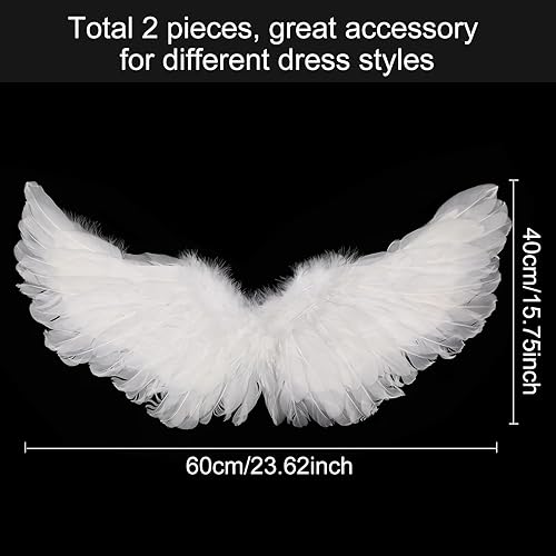 Disfraz de 2 piezas de plumas de ángel flotantes alas de Halloween con correas elásticas para mujeres niñas adultos niños cosplay M