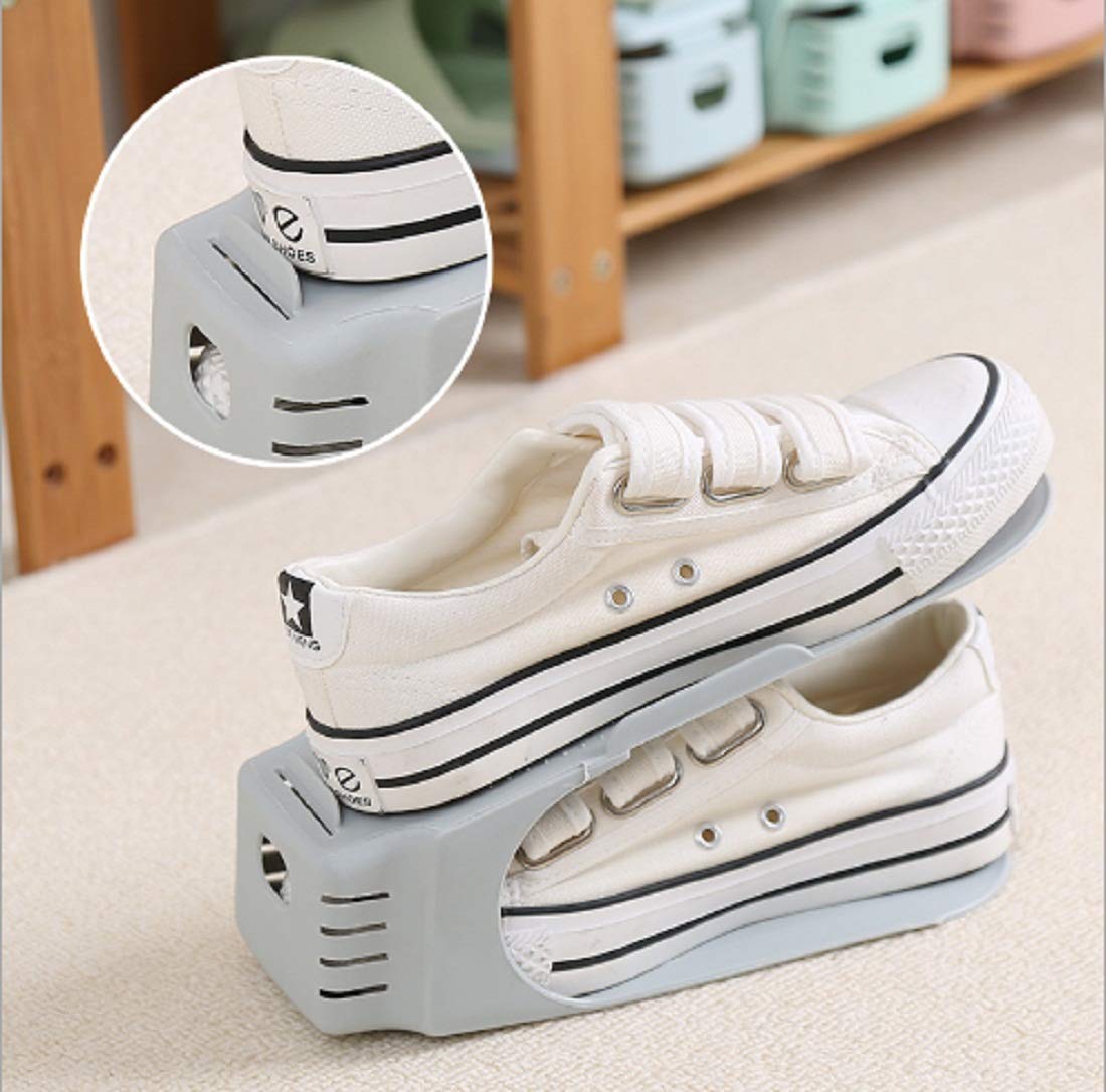 NYALKARAN Plastic Shoe Slots Organizer Space Saver Double Deck Shoe Rack Adjustable Shoe Slots for Closet Organization (Multicolor) (Pack of 8), Cm 3