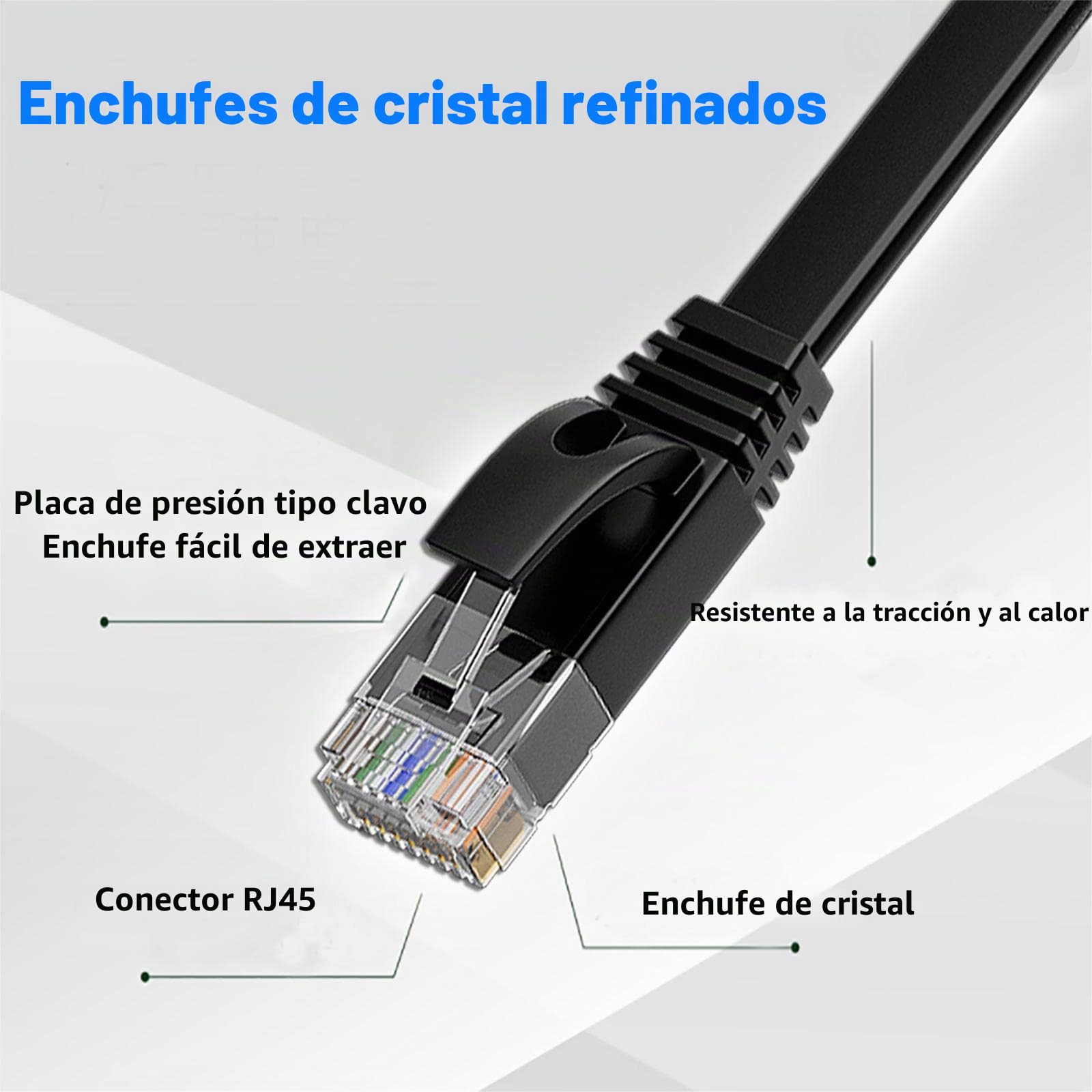 Cable Ethernet 40 metros, Rj45 Cable de Red Cat 6 Exterior Alta Velocidad 1000Mbit/s Cable Internet Plano 40m Largo Exterior Interior, Lan Gigabit Cable de Conexión Negro para Switch Router Modem