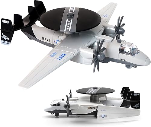 CORPER TOYS Avión fundido a presión, modelo de avión de juguete de advertencia temprana con sonido y luz azul marino Hawkeye de ataque de tracción