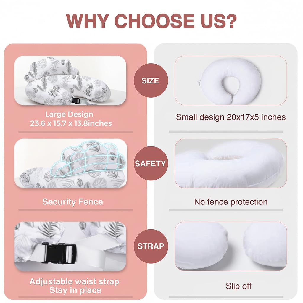 PILLANI Nursing Pillow for Breastfeeding, Breastfeeding Pillows for Mom Support & Baby Comfort, Removable Cotton Cover, w/Adjustable Waist Strap, Newborn Essentials Must Haves, Baby Registry Search - Image 5
