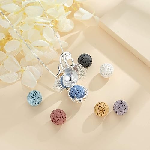 Miniatura 4 de Juego de 2 collares con difusor de piedra de lava para mujer con aceites esenciales, aromaterapia, elefante de la suerte y estrellas de la luna de