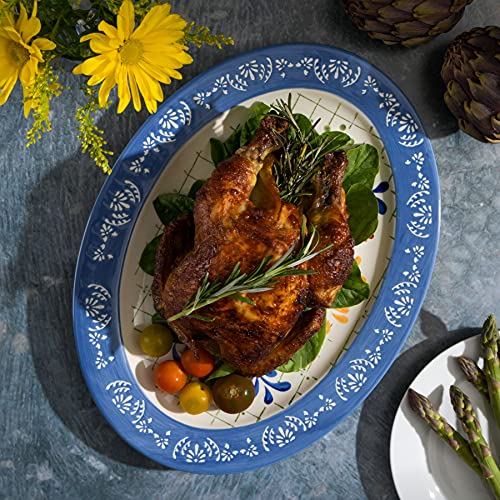 Laurie Gates By Gibson Hand Painted Tierra Mix And Match Dinnerware Set, Oval Platter (13.8"), Assorted #TOP1