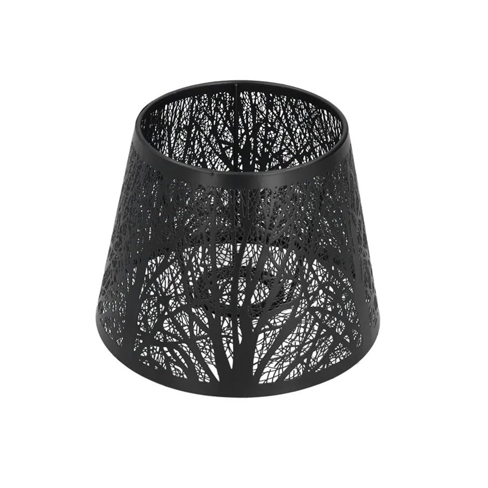 HKYBCF Lamp Shade Wrought Iron Lampshade Carved Forest Tree Shaped E27 Mini Lamp Shade for Table Bedroom Bedside Decor for Bedroom(Black)