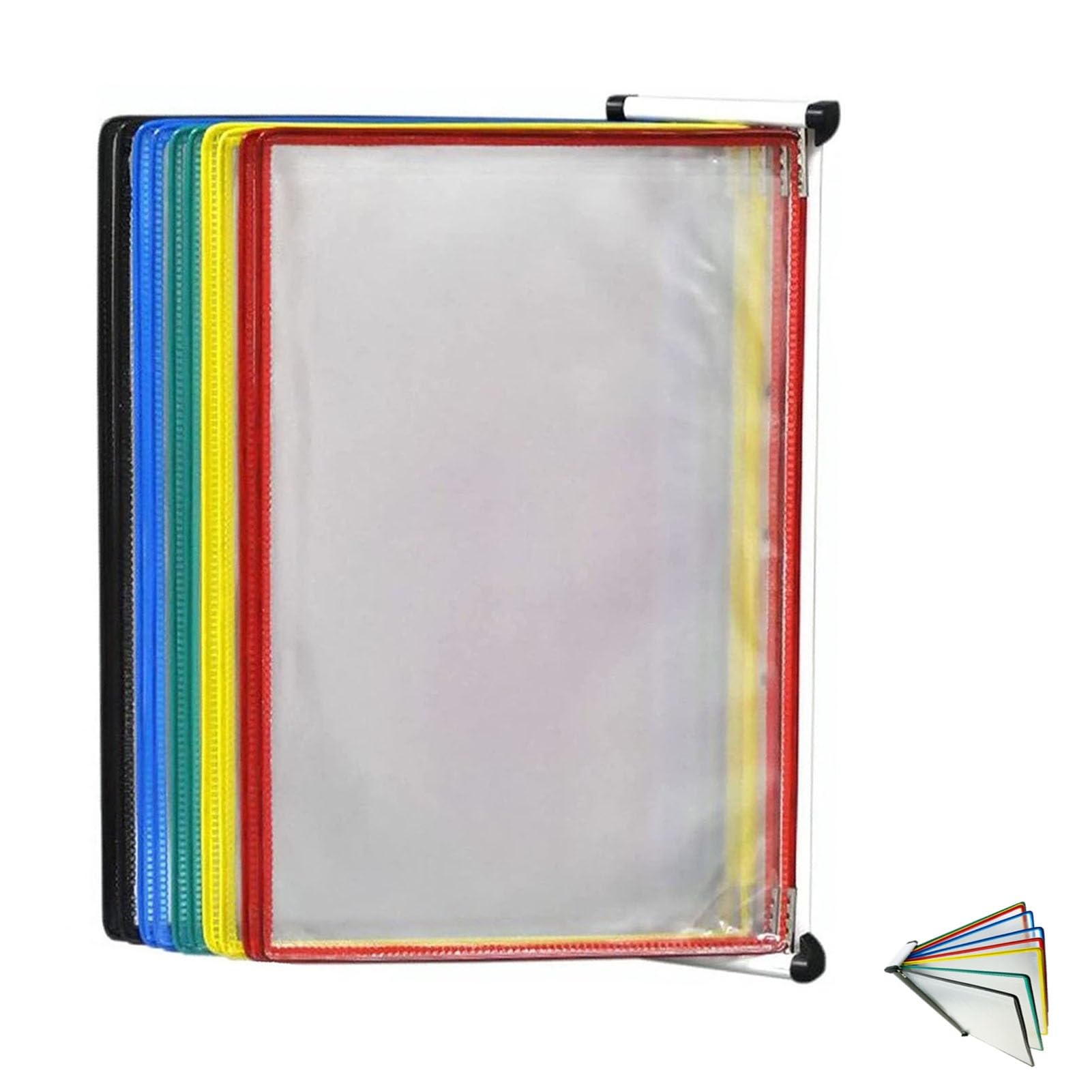 OLSKFUH Office Folders Pvc And Metal Desktop Flip Display Folder Catalog Display Rack With 10 Display Pockets File O,