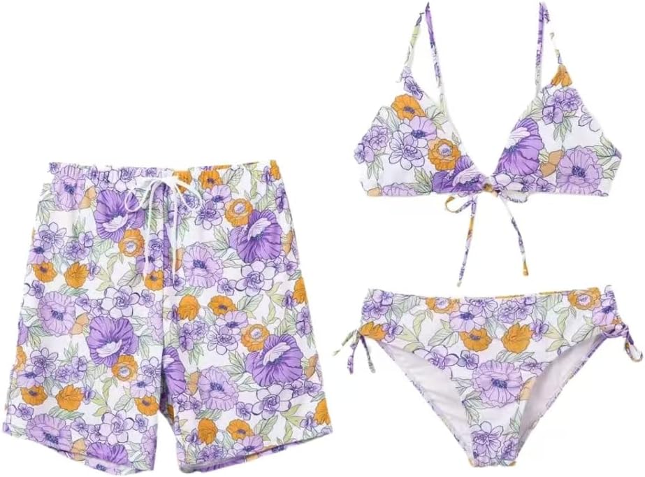PATPAT Matching Swimsuits for Couples Two Piece Bikini Sets Swim Trunks Summer Beach Vacation Hawaiian Swimwear