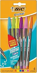 Caneta Esferografica BIC Cristal Intenso Fashion, 6 Cores, Ponta Grossa de 1.6mm, Bold, 930187, Escrita Intensa