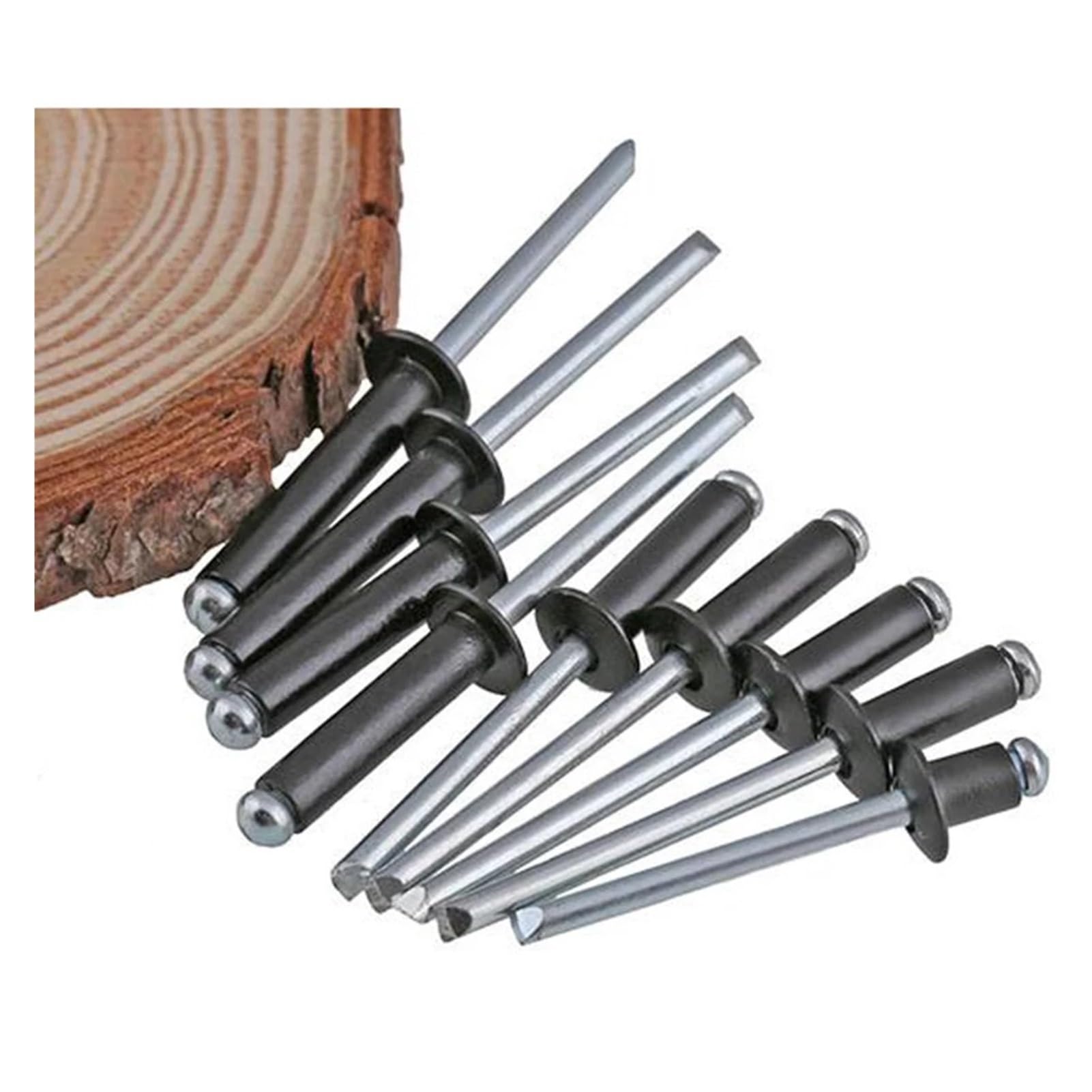 remaches ciegos, Remache ciego 100 Uds M5x25 remaches Pop de aluminio negro núcleo que tira clavos decorativos
