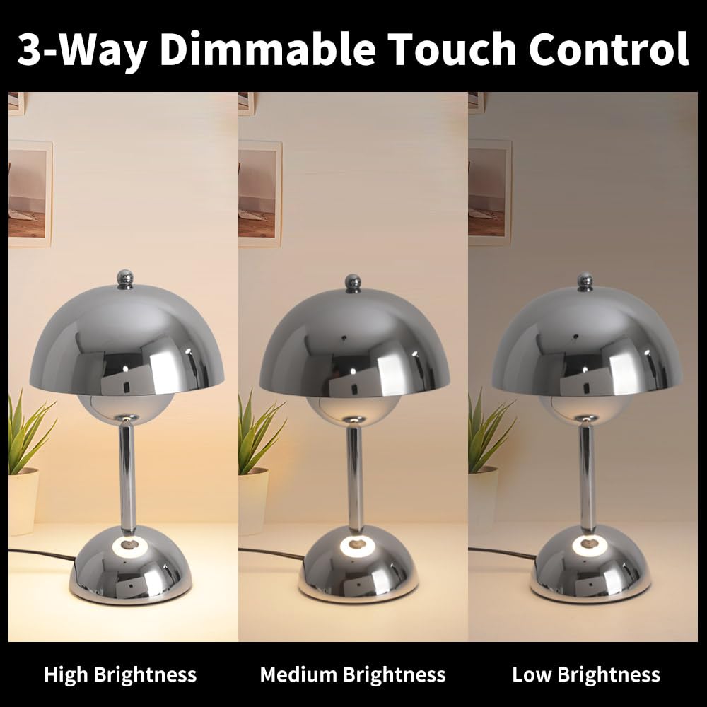 Lampada da tavolo a 3 vie dimmabile a LED con tocco, lampada a fiori, lampada da tavolo per lavoro e studio per le camere da letto, caffè, ufficio, (Lampada G45, 3000K, luce calda)