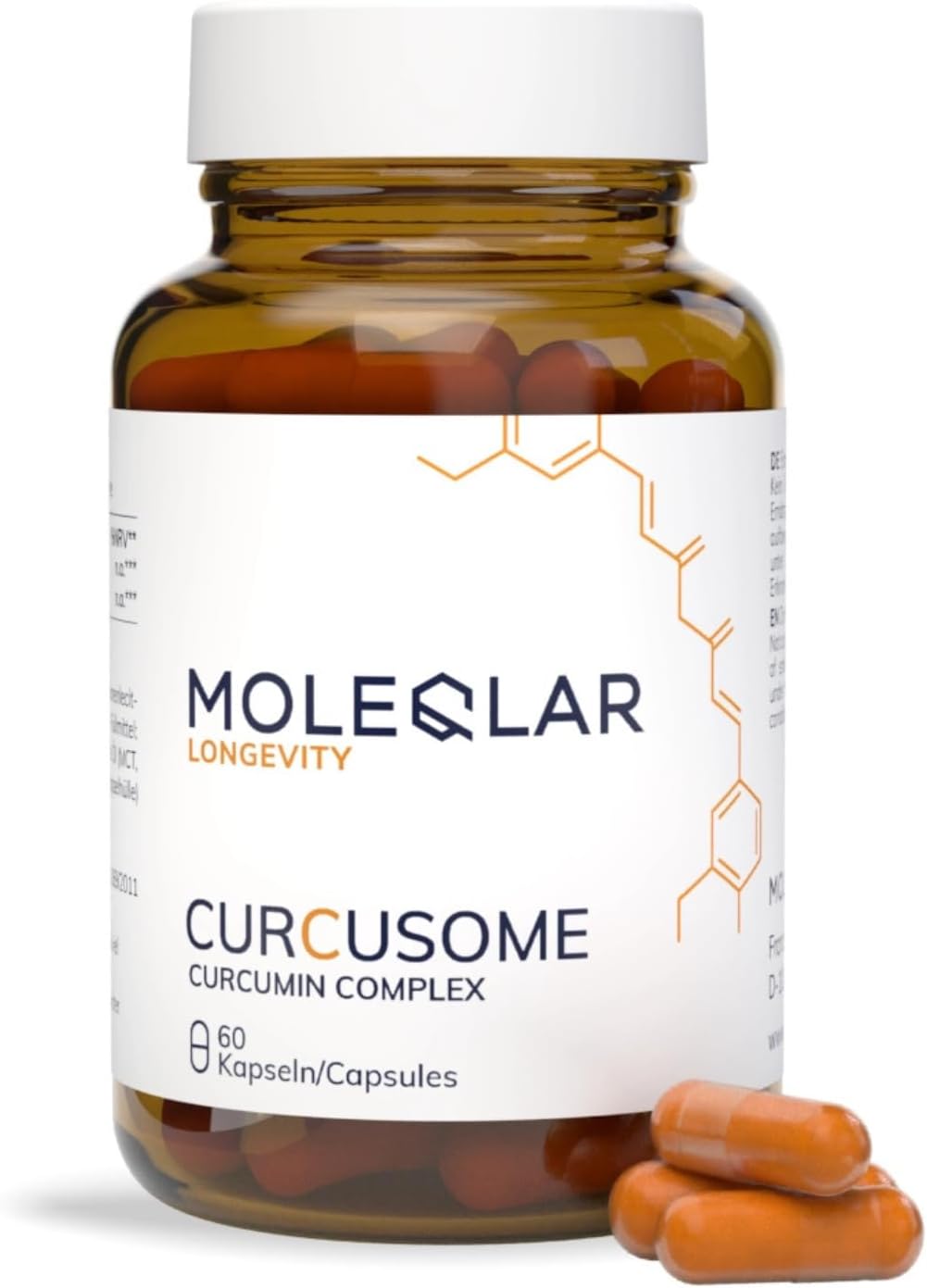 Curcumine capsules met piperine 60 stuks – 29-voudig verhoogde biologische beschikbaarheid – met fosfolipiden en piperine als bioversterker – hoogwaardig complex van kwaliteitsgrondstoffen –