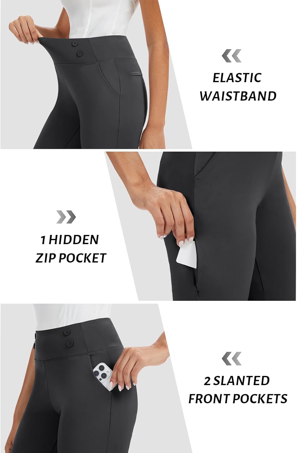 Women's 25" High Stretch Golf Pants Ankle Length High Waisted 7/8 Workout Casual Pants - Image 4