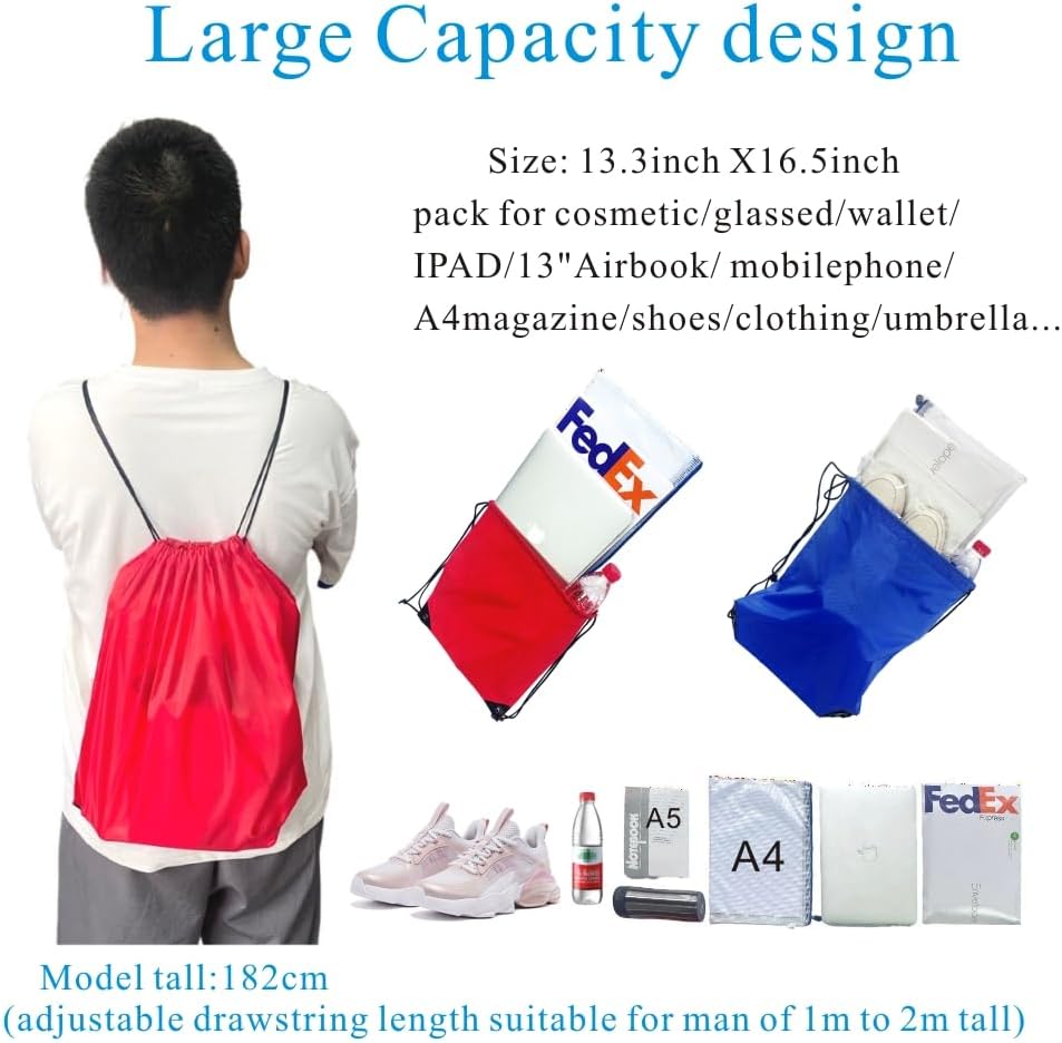 Drawstring Backpack Bulk 20 Pcs Draw String Backpack Bags DIY Gym Sports Traveling Yoga Cinch Bag Sackpack Drawstring (Sky Blue light blue) - Image 4