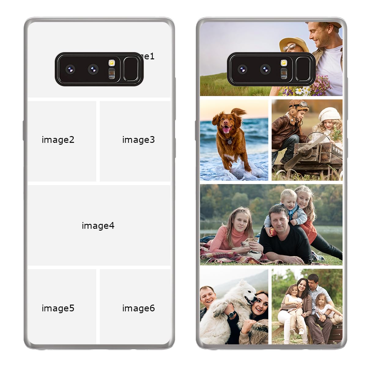 Klsify Custom Multiple Photos Collage Phone Case for Samsung Galaxy Note 8 Customized Your Own Personalized Image Text Picture Shockproof Protective