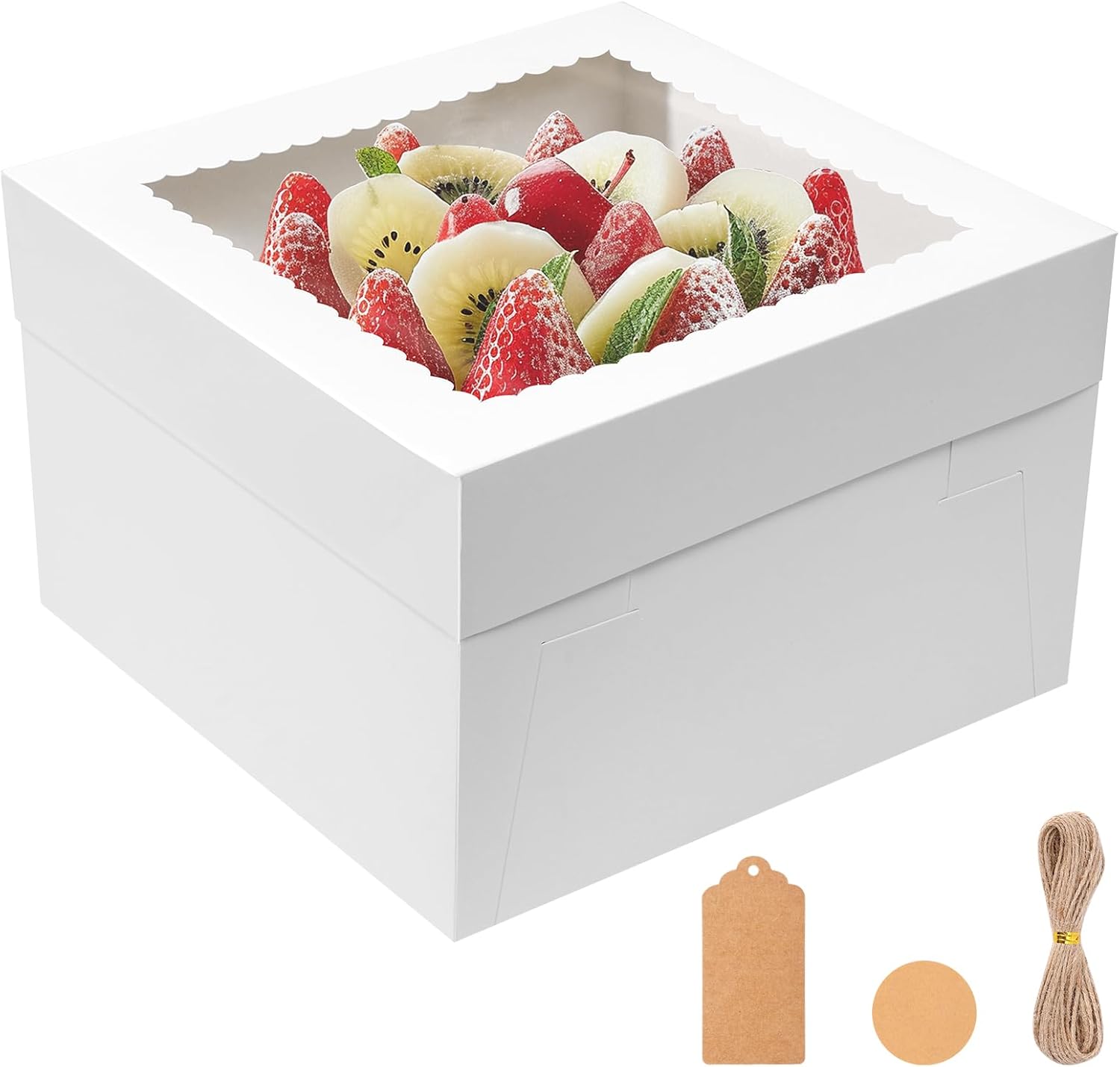 NEOACT Cake Boxes 12 x 12 x 8 Pack of 4 Cake Boxes with Window
