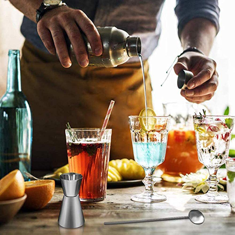 Juego de coctelera, Juego de Barman, 14 Piezas de Acero Inoxidable con Elegante Soporte de bambú, Kit de Barman para el hogar para Principiantes, Regalo de Boda de Navidad