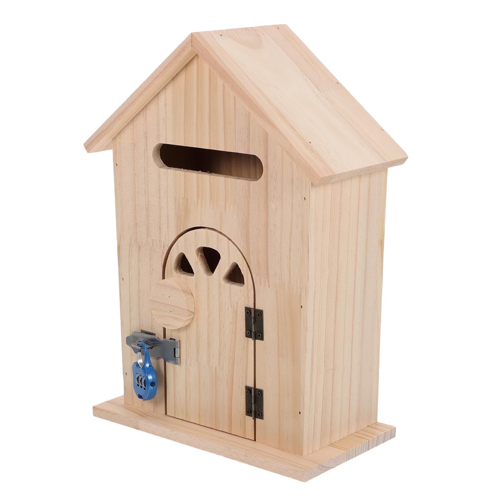 buzón de sugerencias con Cerradura de Madera para Pared, Forma de casa, Estilo Vintage para Apartamentos y oficinas, Uso Exterior