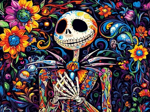 Meothan Jack Paint by Numbers Kits for Adults Beginners-Halloween Paint by Number for Adult, Adults Easy Canvas Paint by Numbers for Home Decor and Gifts 16X12 inch Nightmare Before Christmas