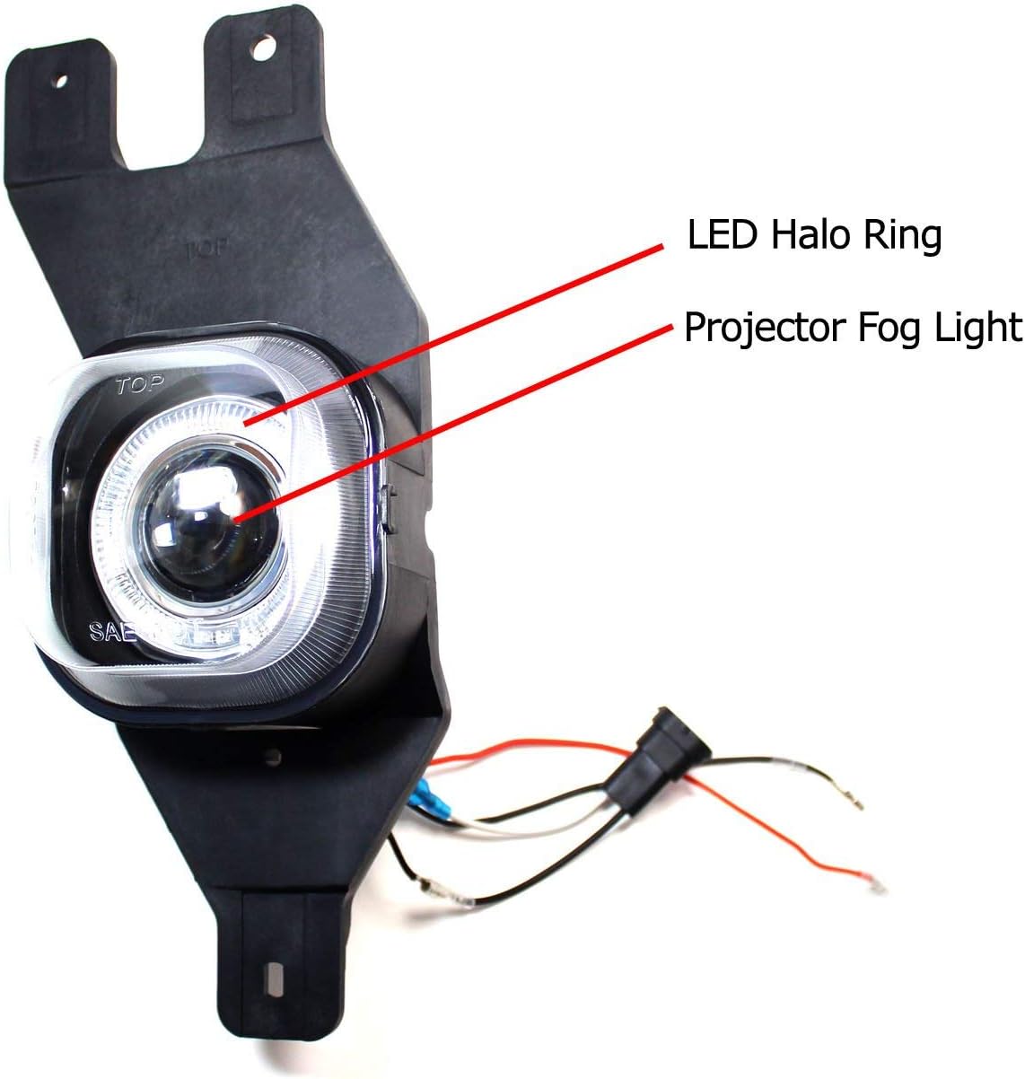 iJDMTOY Projector Fog Lights w/LED Halo Rings Compatible With 1999-2004 Ford F-250, 2001-2004 Ford F-350 F-450 F-550 Super Duty & Excursion