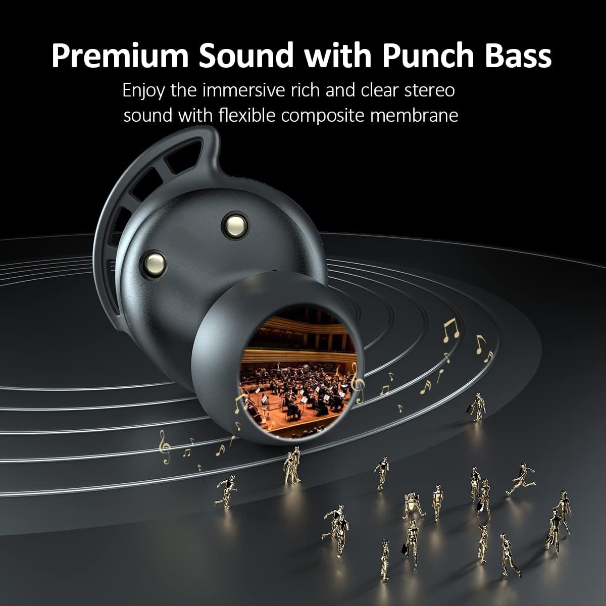AMINY U-Air6 earbud highlighting premium sound with punch bass.