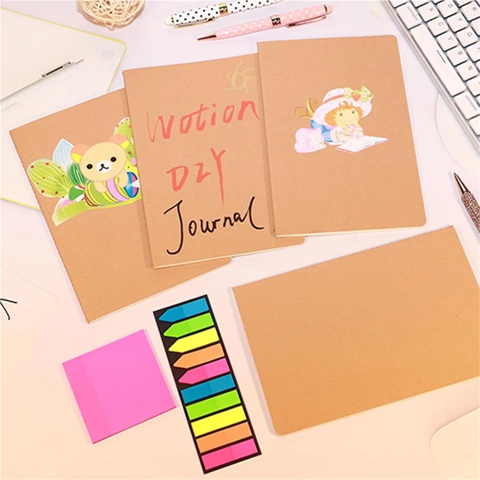 Quaderni a righe, confezione da 24 quaderni A5 in carta kraft, per scrivere, 20,3 x 14,9 cm, a righe, 60 pagine con carta a righe