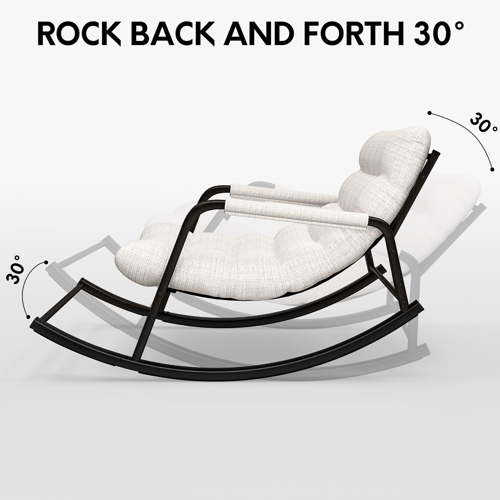 lavimiya Double Papasan Chair with Cushion, Patio Rocking Chairs Indoor Outdoor - Image 6
