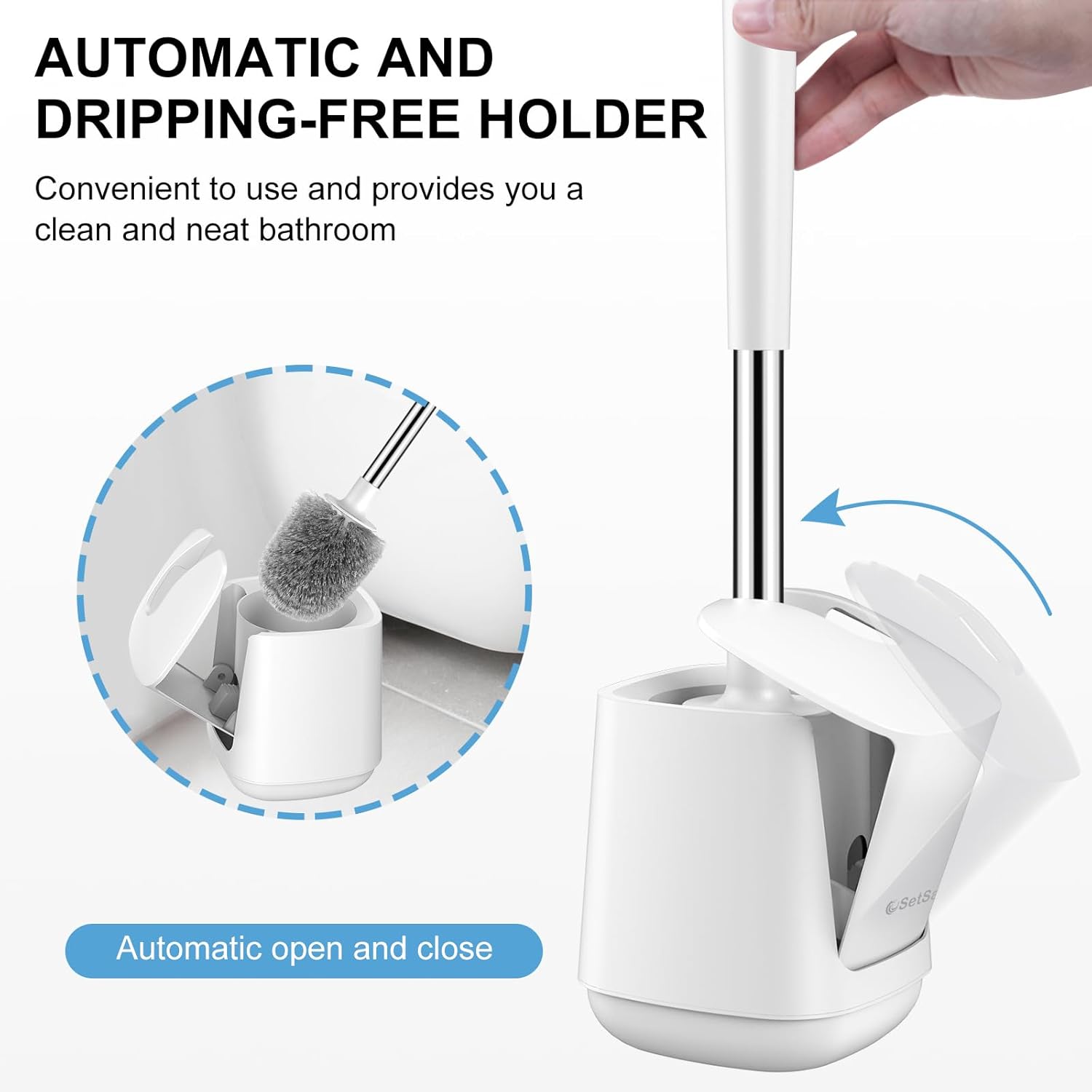 SetSail Toilet Brush 4 Pack Toilet Bowl Brush and Holder Toilet Cleaner Brush with Nylon Bristles Ventilated Toilet Brushes for Bathroom with Holder for Toilet Scrubber Cleaning, Pure White