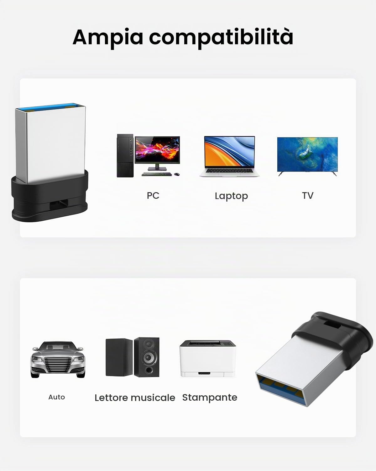 Vansuny Mini Pen Drive USB 3.0 da 256 GB, Chiavetta USB Mini Portatile con Cordino per Auto, PC, Laptop, Cellulare (Nero)