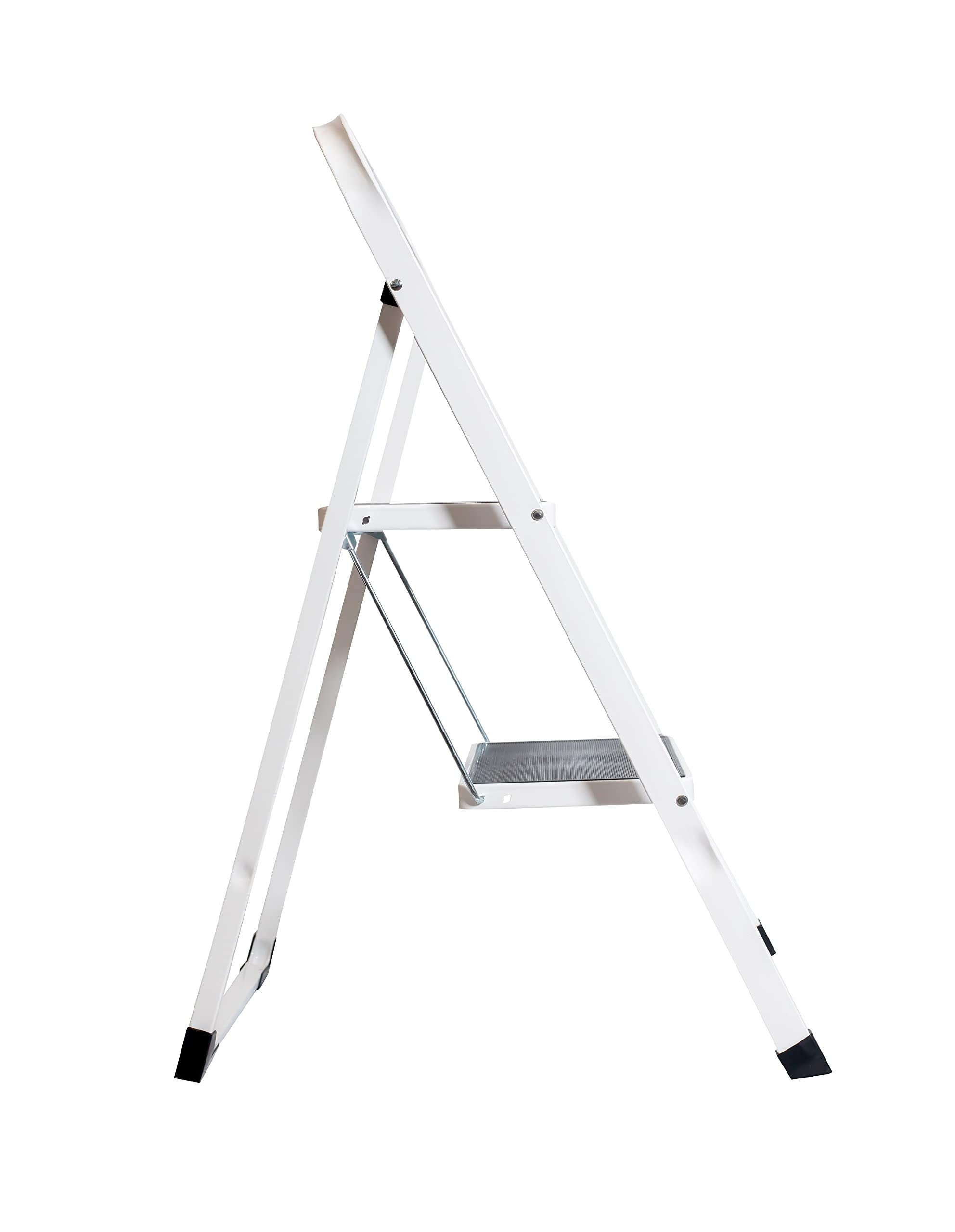 Escalera Plegable, Escalera 2 peldaños, domestica para hogar, Antideslizante, multifuncion, Resistente, 52.5x47x82.5cm 4kg (2 PELDAÑOS) Blanco