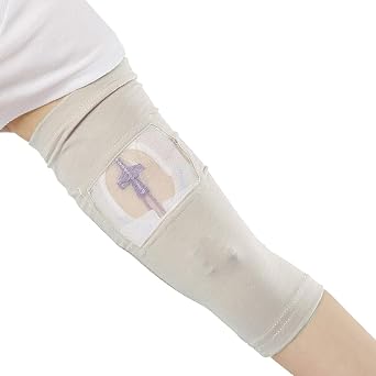 Care+Wear - Long PICC Line Cover XX-Small, Slate - For Patients with PICC Lines - Upper or Lower Arm Coverage - Enhanced PICC Line Security - Comfortable Daily Wear, Convenient Mesh Window