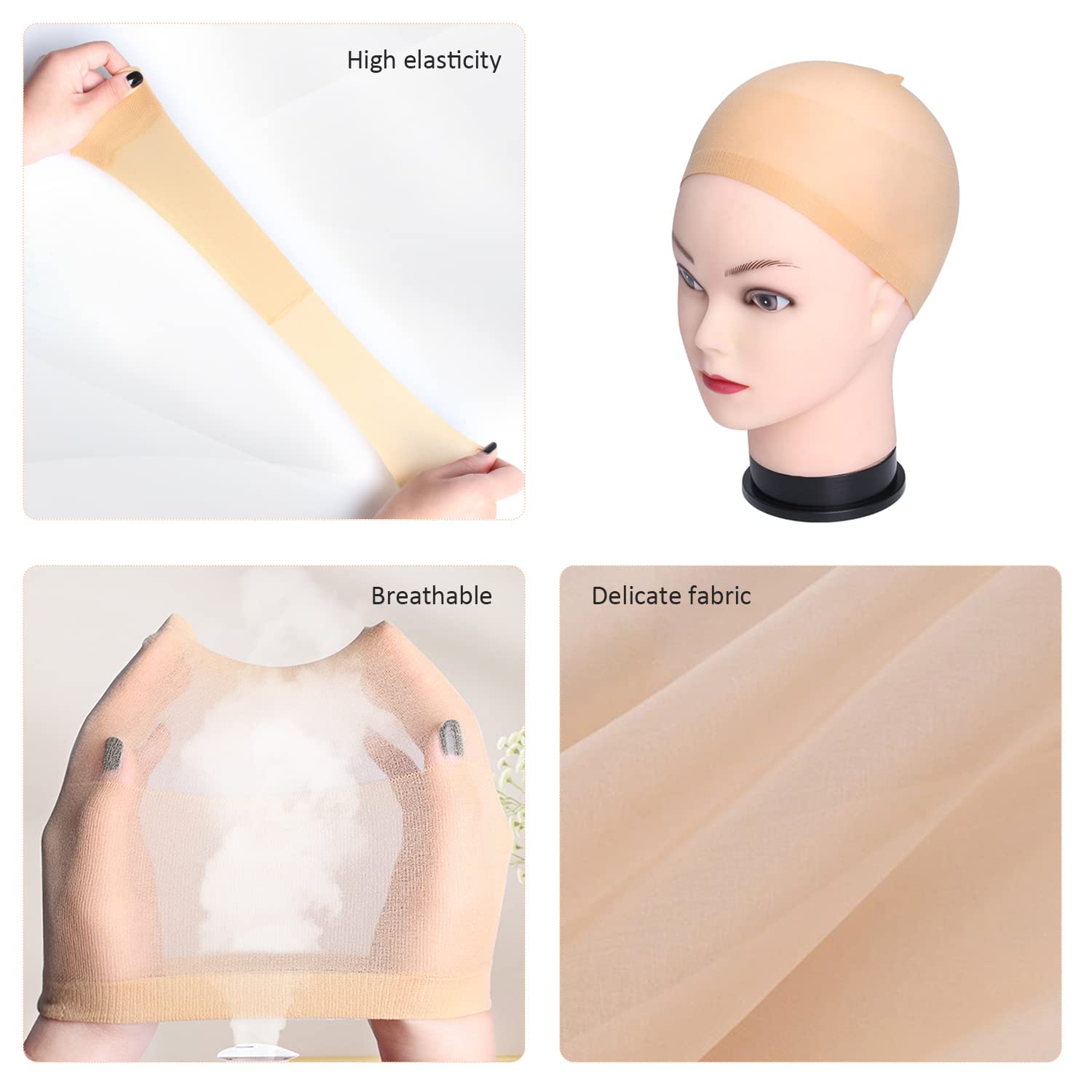 1 Wrinkle Bald Head Cover and 1 Skin Tone Hair Net, Cosplay, Masquerade Props, Stage Performance Props, Fake Scalp Props - Image 2