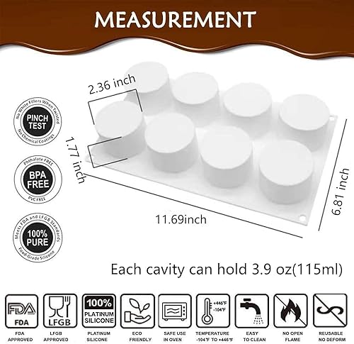 Miniatura 2 de Moldes de silicona cilíndricos altos para hornear pasteles de mousse, moldes de silicona 3D para hornear pasteles, brownie, molde de postre francés
