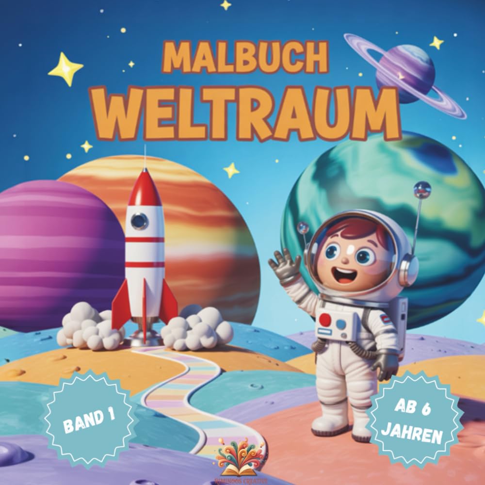 Weltraum Malbuch für Kinder ab 6 – Band 1: Raumfahrt-Abenteuer zum Ausmalen für Kinder ab 6 Jahren | Raketen, Planeten, Rover & Mondlandschaften, Weltall, Alien