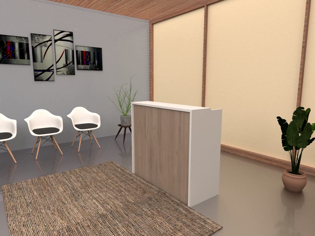 OFICIT Mostrador Laminado de Recepción de 120x105x50cms. Fabricado en España. (Color Roble)