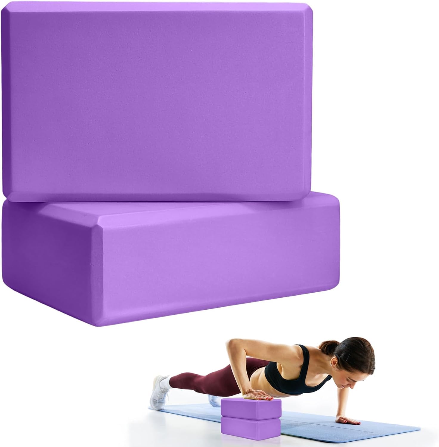 PIQIUQIU Set of 2 Yoga Blocks EVA Stability for Meditation Yoga Pilates Support and Strengthen Poses-image-42