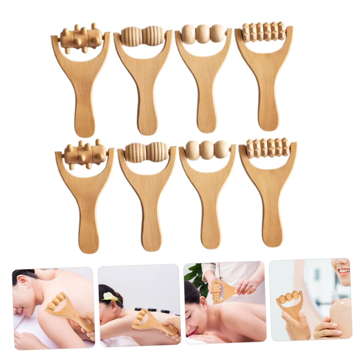 Hemobllo 8piezas Herramientas de Masaje Rodillos de Madera Masajeador de Pies Rodillo Bolas Masajeadoras para Espalda y Pies Uso Diario Casa o Gimnasio
