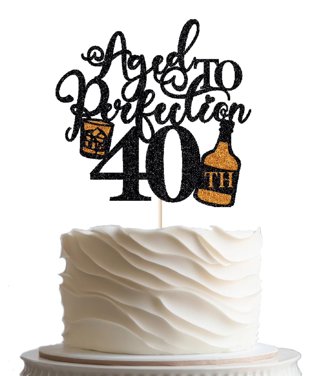 BIABISD Aged To Perfection 40th Birthday Cake Topper,40 & Fabulous/Vintage 1985 Themed Happy 40th Birthday Party Supplies