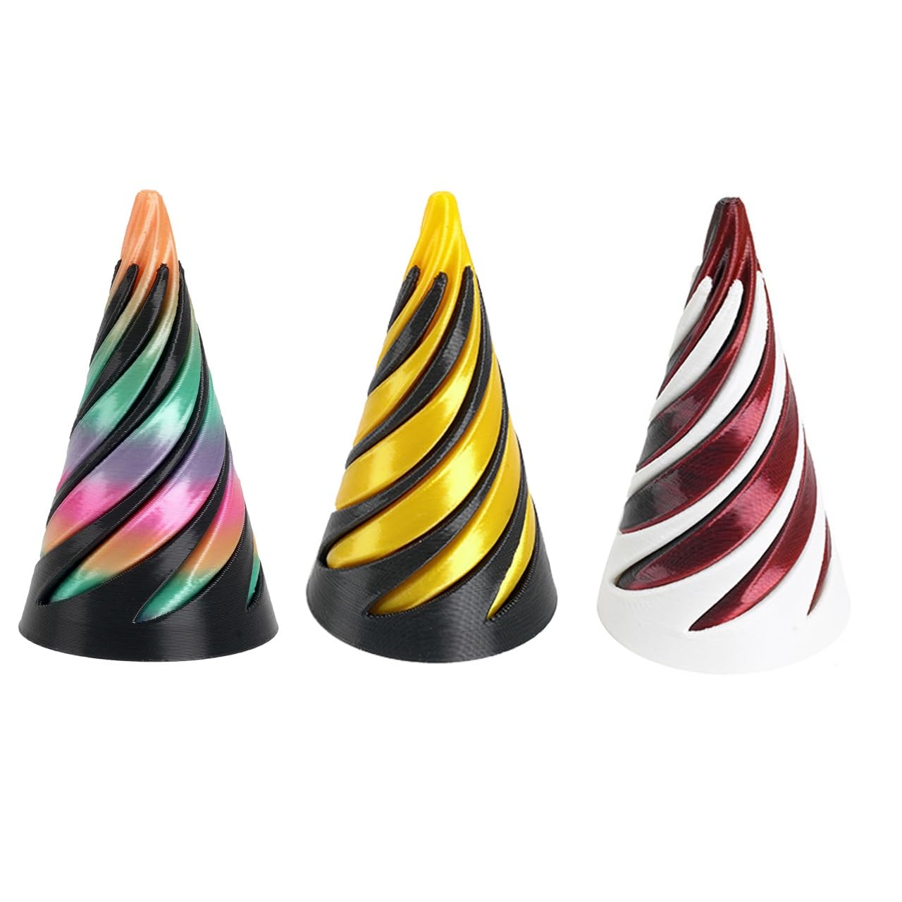 Spiral Cone Fidget Toy,3D Printed Fidget Toys,Triangle Desktop Mini Pass Through Passthrough Quackey Sculpture Twisty Cones,for Home Office Desk Decoration And Gifts,3 Pcs(E)