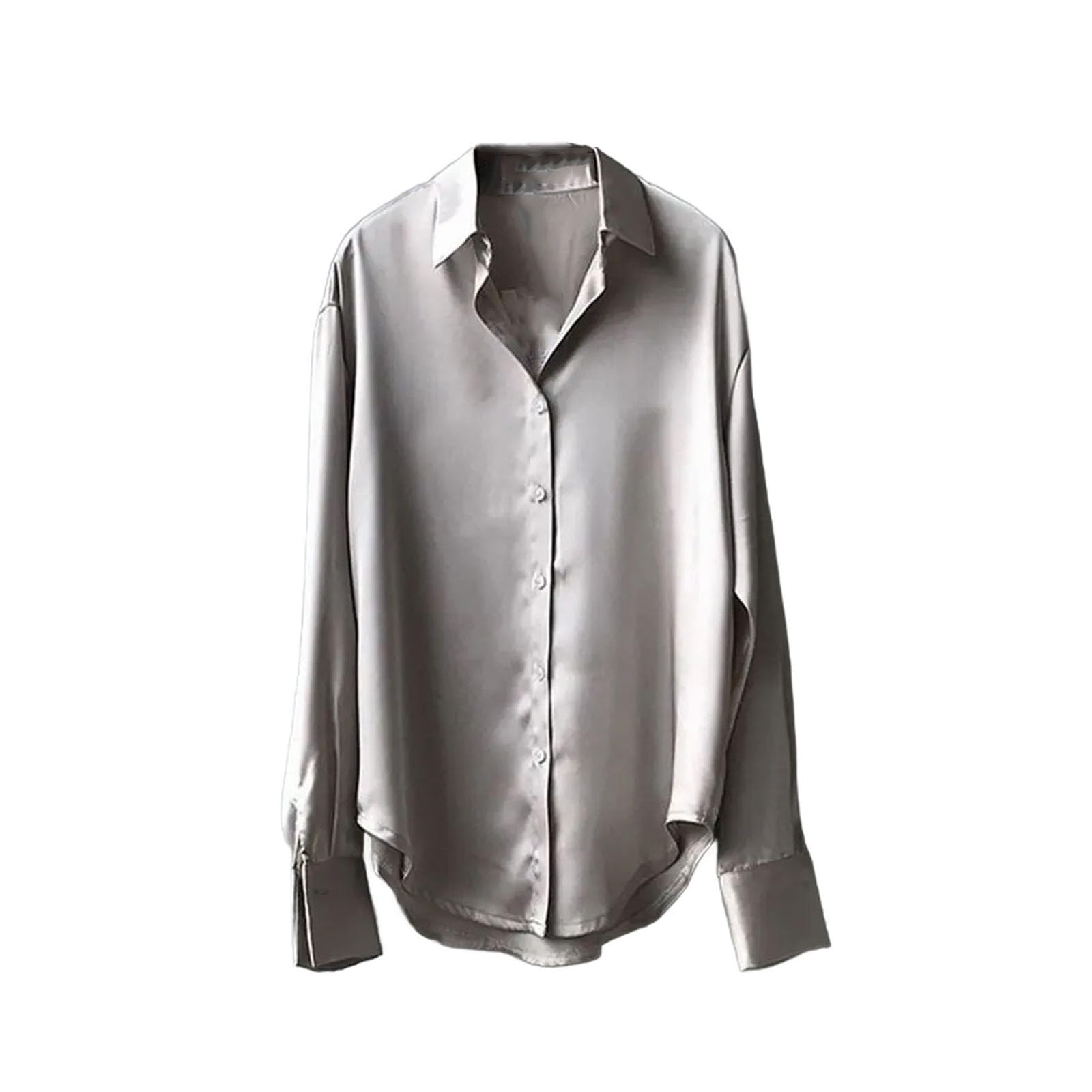 Blusa de manga larga con botones para mujer, estilo informal, de manga larga, holgada