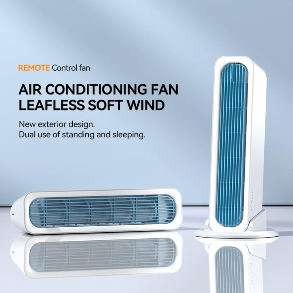 TFixol Ventilatore Torre Senza Pale Portatile USB 290mm Silenzioso - Oscillante 3 Velocità Ricaricabile 4000mAh per Ufficio Campeggio Auto