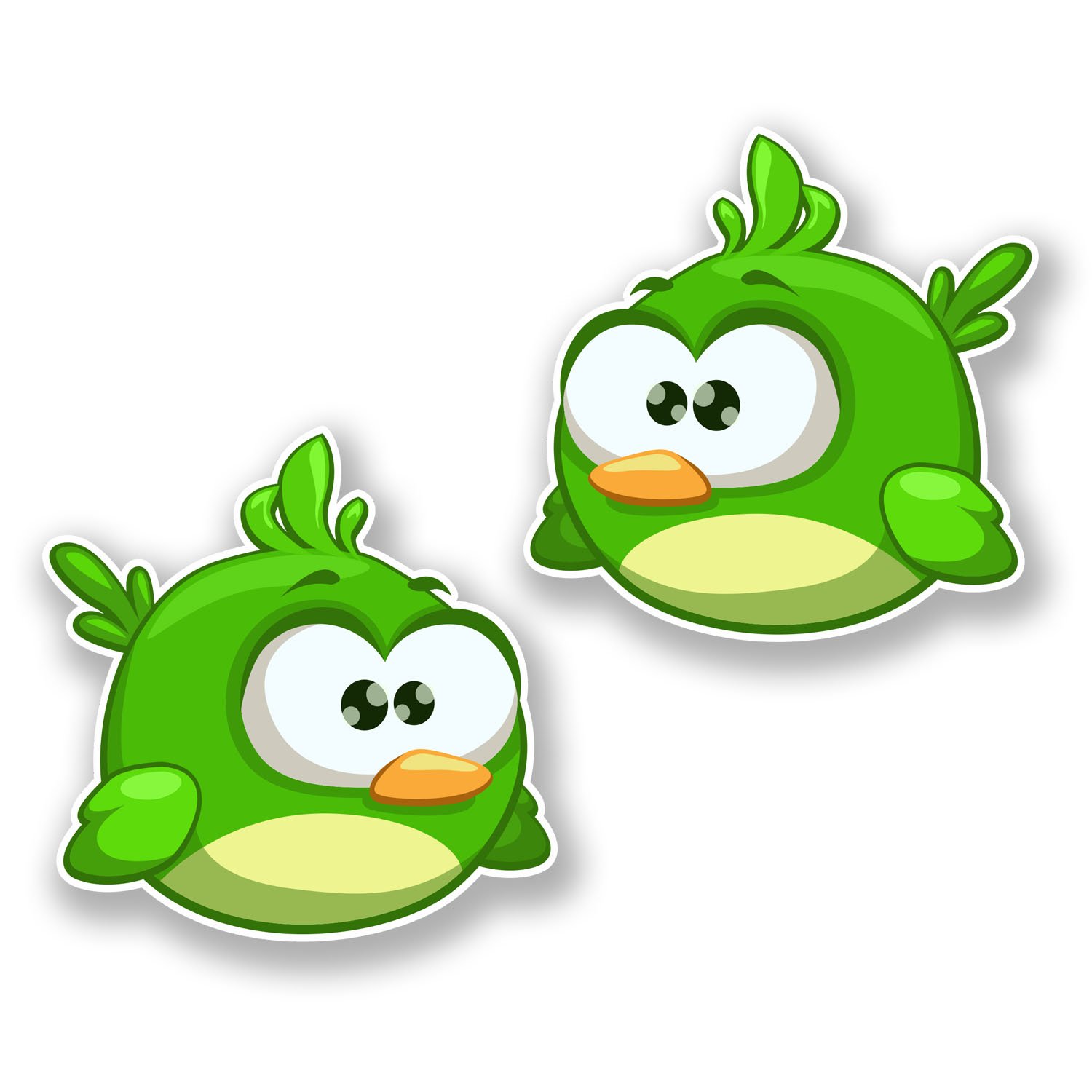 Destinationvinyl Multi 2 X 10Cm Green Cartoon Bird Vinyl Sticker Decal Angry Helmet Car Bike #6427 (10Cm X 10Cm)