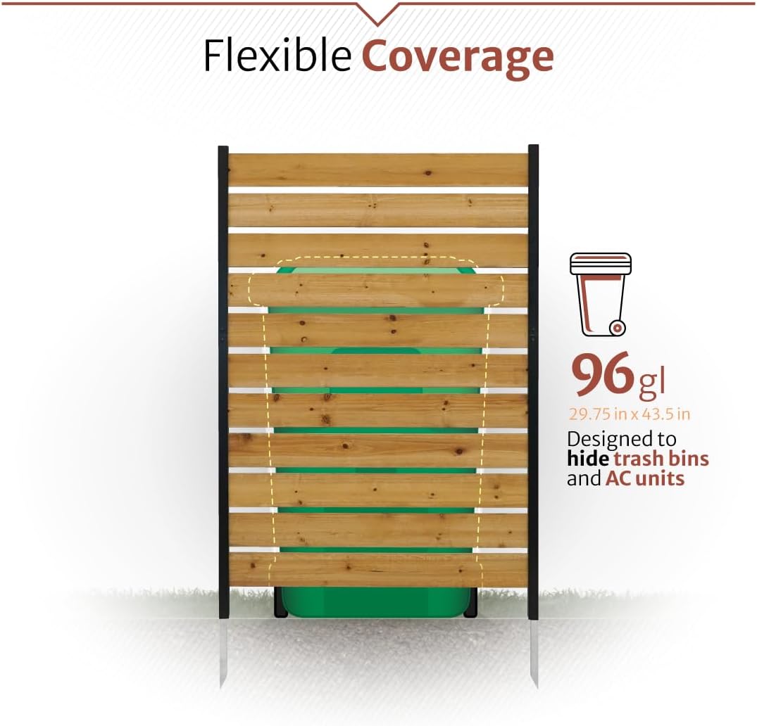 5ft H x 3.2ft W (1 Panel) No Dig Enclo Concord Cedar Wood Privacy Screen, Great to Hide Trash Cans, Decorative Patio Privacy Screen, Outdoor Privacy Fence Panel, Air Conditioner Fence, EC18022