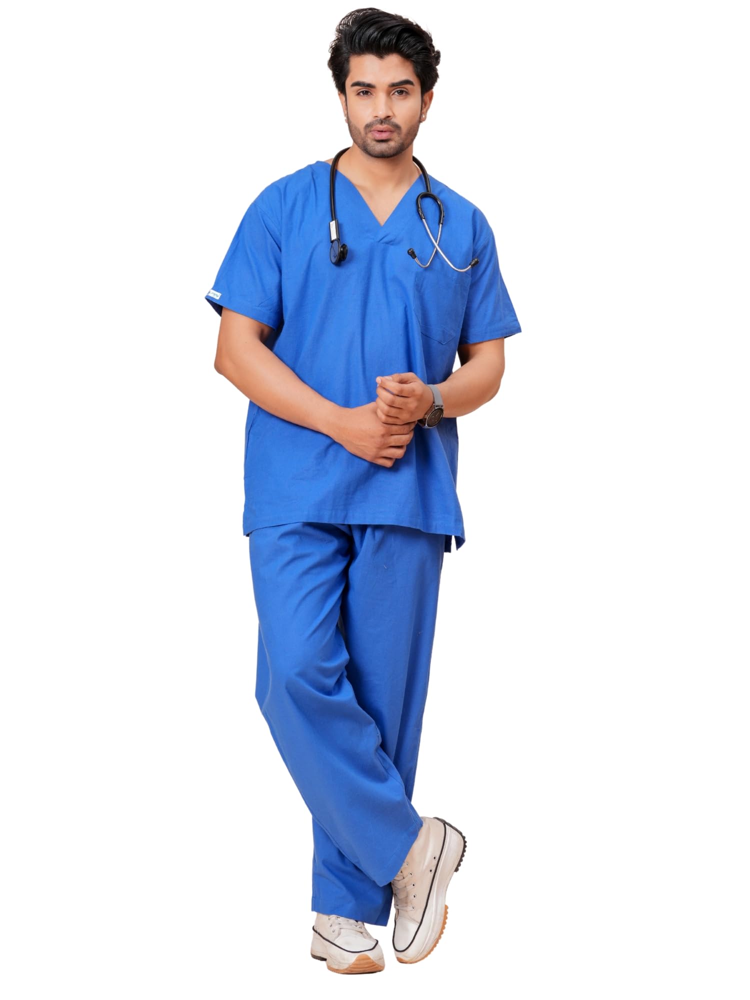 Pari Scrub Suit for Men | 5 Pockets | V Neck Top & Bottom Set | Short Sleeves| Lightweight & Breathable| Hospital, Clinic & OT Wear | Medical Uniform | Scrubs for Male Doctors, Nurses & Dentists-image-20