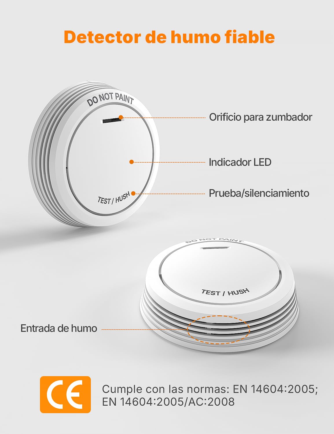 Detector de Humo con Batería de 10 Años y Soporte Magnético, 3 Unidades | Alarma Incendios Sin Indicador Led, Sin Necesitar Taladrar, Pequeño y Plano,Certificado Según la Norma EN 14604